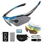 ROCKBROS Gafas de Sol Polarizadas con 5 Lentes Intercambiables para Ciclismo Bicicleta Running Deportes Protección UV 400 Anti Viento para Hombre y Mujer