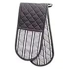 DII Cotton Stripe Quilted Double Oven Mitt, 35 x 7.5, Machine Washable and Heat Resistant Kitchen Moppine for Everyday Cooking and Baking-Mineral Gray