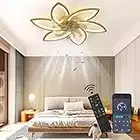 Ventilador De Techo LED Con Iluminación, 66W Regulable Lámpara Colgante Con Ventilador, Ventilador De Techo Silencioso Con Luz, Para Sala De Estar Dormitorio Comedor Blanco Gold,6 Köpfe 78x15cm