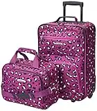 ROCKLAND F102-PURPLELEOPARD 2 Piece Luggage Set, Purple Leopard, One Size