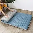 Gvqng Dortoir étudiant Matelas Tatami Futon,Japonais Sol Futon Matelas Doux,Double/Matelassé/Matelas Futon 1 Place,Portable Matelas De Sol pour Adultes,Cyan,Twin