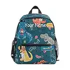 Sac à dos personnalisé pour enfant avec nom/texte, motif dinosaure T-rex mignon, sac à dos de maternelle pour filles et garçons Multicolore Taille Unique