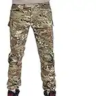 Hommes Tir BDU Combat Pantalon Pantalon avec Genouillères Multicam MC pour Tactique Militaire Army Airsoft Paintball (M)