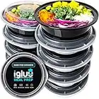 Round Plastic Meal Prep Containers - Reusable BPA Free Food Containers with Airtight Lids - Microwavable, Freezer and Dishwasher Safe - Ideal Stackable Salad Bowls - [10 Pack, 28 oz)