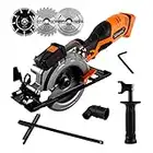 MINOVA Cordless Circular Saw, 20V 4-1/2''Handiness Mini Saw with 4.0 Ah Lithium Battery, Laser&Parallel Guide, 3 Multifunction Cutting Blades, adapt to wood, plastic, aluminum and other soft materials