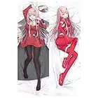 redCherry Anime Cuerpo Funda de Almohada Melocotón Piel Doble Cara Manta Funda Almohada Funda de Cojín - Darling en la Franxx, 15.7x47inch