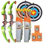 2 Pack Bow and Arrow for Kids 8-12, Kids Archery Set with 2 Light up Bows, 12 Suction Cups Arrows, 5 Targets and 2 Quivers, Outdoor Sports Games for Boys 4-6