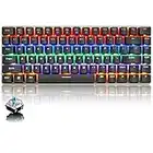 Tastiera Meccanica da Computer Gaming, USB Cablata 82 Tasti Anti-Ghosting Blue Switch Tastiera Gioco Arcobaleno Multicolore Illuminata Backlit, Mechanical Keyboard Compatta Ergonomica Nero