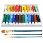 Anpro Tubes de Peinture Acrylique 24 x 15 ml - Kit de Peinture Acrylique pour Artistes avec 3pcs Pinceau de Peinture, 24 couleurs vives pour Papier, Roche, Bois, céramique, Tissu