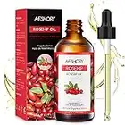 AESHORY Olio di Rosa Canina 100ml, 100% Puro e Naturale Olio di Rosa Mosqueta Pressato a Freddo con Vitamina C Acidi Grassi Insaturi per Anti-invecchiamento Rivitalizzano Pelle, Capelli