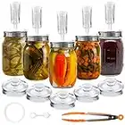 Artcome 28 Pcs Fermentation Kit-5 Stainless Steel Fermentation Lids, 5 Glass Weights, 5 Airlocks, 6 Silicone Rings, 6 Silicone Grommet, 1 Silicone Tong for Wide Mouth Mason Jar(Jars Not Included)