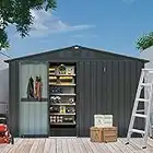 Domi Storage Shed 10’x8‘,Metal Galvanized Steel Outside Sheds&Outdoor Storage Clearance,Waterproof Tool Shed with Lockable Double Door for Patio,Backyard,Garden,Lawn