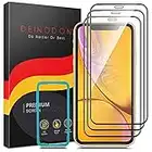 DEINODON 3 Stück Full Screen Panzer Schutz Glas für iPhone 11 und iPhone XR (6,1 Zoll) Schutzfolie mit Montagerahmen Kristallklar Panzerfolie Premium 9H Displayschutz Invisible Diamant-Schild