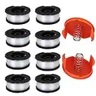 TOPEMAI AF-100 Spool, AF-100-3ZP Replacement Auto Feed Spool AF100 0.065" String Trimmer Line Replacement AF1003ZP for GH900 GH600 ST7700 String Trimmer(8 Pack+2 Spool Cap and Spring)