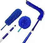 High Ceiling Duster Kit | Webster Cobweb Duster with Extension Pole | Ceiling Fan Duster 13 to 20 Foot Reach Telescope Pole | Lightweight Extendable Feather Like Dusters