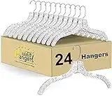 Quality Hangers Clear Hangers 24 Pack - Crystal Cut Hangers for Clothes - Durable Plastic Hanger Set - Invisible Dress Hangers for Suits - Heavy Duty Hangers - Nonslip Coat and Shirt Hangers, 17" inch