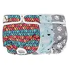 JM Reusable Female Dog Diapers (Pack of 3), Washable Diaper Wrap for Female Dogs, Absorbent and Comfortable Sanitary Pants, Dog Diapers Female Extra Small (Fits Newborn Puppies) - Cute Pattern