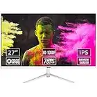 Thinlerain 27 inch pc Monitor, LED Monitor with Full HD (1920 x 1080) 75Hz 5MS IPS Panel, Zero Frame Monitor Desk Monitor with HDMI & VGA Port, for Laptop Computer, White