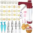 45PCS Cookies Press Gun Kit Set,DIY Cookie Maker With 16Cookie Discs,Icing Tips,Cleaning Brushes,EVA Piping Bags,Cookies Decorating Kit Baking Tool For Biscuit Making,Cakes Decorating For Any Holidays