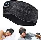 Bluetooth Sports Headband Sleep Headphones, Wireless Music Sleeping Headphones Sleep Eye Mask Earbuds IPX6 Waterproof for Side Sleepers Workout Running Insomnia Travel Yoga Office (Black)