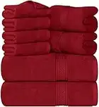 Utopia Towels 8-Piece Premium Towel Set, 2 Bath Towels, 2 Hand Towels, and 4 Wash Cloths, 600 GSM 100% Ring Spun Cotton Highly Absorbent Towels for Bathroom, Gym, Hotel, and Spa (Red)