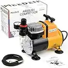 MEEDEN Airbrush Compressor 1/5hp Model 7002, Professional Single Piston, Oil-free Long Life Maintenance Free, Running Cool Quiet Air Compressor Kit, Regulator Water Trap, Dual Holder, Air hose