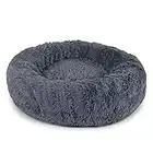 lionto Panier Rond Chien Coussin Chat Panier Donut, (4XL) 120 cm Ø Gris Foncé