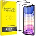 JETech Protector de Pantalla Cobertura Completo para iPhone 11/iPhone XR 6,1 Pulgadas, Borde Negro, Cristal Vidrio Templado 9H Amigable para Funda, HD Transparente, 3 Unidades