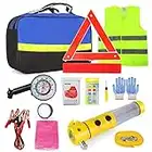 ZRSDIXKI 13-In-1 Car Emergency Tool Kits Europe Roadside Assistance Emergency Kit Car Breakdown Tool Set with Warning Triangle, Visibility Vest, Flashlight etc, Ideal Accessory for Truck, SUV