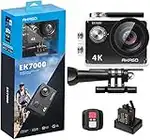 AKASO Caméra Sport 4K 30fps 20MP WiFi Caméra d'action 170° Grand Angle, Télécommande 2.4 G, Caméra Étanche 30M et 2 Batteries, Stabilisation- EK7000