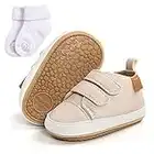 Baby Boys Girls Sneakers Shoes Toddler PU Leather Soft Rubber Sole First Walking Shoes Infant Prewalker Sneakers for 0-18 Months Beige, 0-6 Months Infant