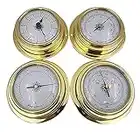 Meiruyu 4pcs 4 Inches Thermometer Hygrometer Barometer Watches Clock. Marine Shell Zirconium Marine Barometer. for Weather Station Home Outdoor Garden