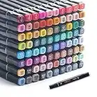 Alcohol Markers 81 Colors Dual Tips Permanent Art Markers Pen for Kids & Adult, Alcohol-Based Highlighter Pen Sketch Markers for Painting, Coloring, Sketching and Drawing.（black)