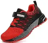 KUBUA Kids Sneakers for Boys Girls Running Tennis Shoes Lightweight Breathable Sport Athletic A Red