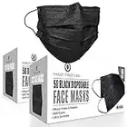 Harley Street Care Disposable Black Face Masks Protective 3 Ply Breathable Triple Layer Mouth Cover with Elastic Earloops (Pack of 100)