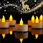 12 Pack Realistic and Bright Flickering Battery Operated Flameless LED Tea Lights Candles, tealights Electric Fake Candles for Halloween Christmas Weddings Festivals Decoration in Warm Yellow