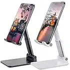 Meetuo 2 Pcs Cell Phone Stand, Adjustable Angle Height Phone Stand for Desk, Fully Foldable/Portable Phone Holder, Compatible for iPhone 14/13/12/Smartphones