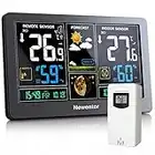 Newentor Weather Station with Wireless Outdoor Indoor Sensor, Color Display, Weather Forecast, Digital Atomic Clock, Barometer, Temperature, Humidity Monitor, for Home Garden Farm