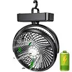 KIMILAR 10000mAh Desk Fan USB, Silent Camping Fans with Hook, 3 Speed Level & 360° Rotation Electric Fan, Portable Rechargeable Fan with LED Night Lights, Powerful Cooling Fan for Home Office Bedroom