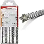 Fischer Kit 5 Punte Trapano D-SDX Quattro Taglienti, 5-6-8-10-12 mm, per Muro e Pietra, Placca al carburo di tungsteno, Fori Definiti e Circolari, per comune Trapano Avvitatore con attacco Cilindrico