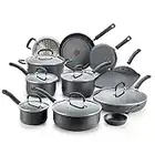 T-fal Ultimate Hard Anodized Nonstick Cookware Set 17 Piece Pots and Pans, Dishwasher Safe Black