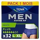 TENA Men Active Fit Sous-vêtements Absorbants Jetables Incontinence Homme - Pour Fuites Urinaires Modérées à Fortes - Taille L - 32 Sous-vêtements (Pack 1 mois)