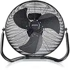 Brandson Ventilateur de Sol Design rétro, Ventilateur sur Pied de 30 cm de diamètre, Ventilateur métallique, 3 Vitesses, Faible, Moyenne, Haute, Débit d'air élevé, Inclinable à 120°, Noir Mat