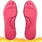 Goofort Self Heating Insoles Thermal Heated Inner Insole Feet Warmer Latex Memory Foam Shoe Inserts Replacement for Trainers,Boots Walking,Sports,Gift Rose Red Women and Men