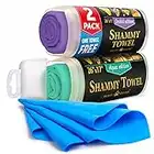 Premium Chamois Cloth for Car - 2pk +1 Free Shammy Towel for Car - 26"x17" - Super Absorbent - Reusable Car Shammy Towel - Scratch-Free