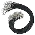 50 Pcs Black Waxed Necklace Cord 2MM Waxed Leather Cord Rope with a Lobster Claw Clasp Necklace Cord Bulk for Jewelry Making Bracelet Chain Necklaces String Jewelry DIY Accessories