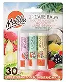 Malibu Sun SPF 30 Lip Balm Sunscreen, Watermelon, Mint and Vanilla, 3 x 5g