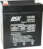 DSK 10358 - Batería de Plomo AGM Recargable y Sellada de 12V y 4 Ah. Ideal para Juguetes Eléctricos para Niños como Motos y Scooters, Sistemas de Alarma, Señalización y Luces de Emergencias