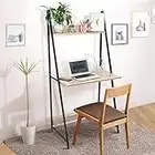 SpringSun 2-Tier Ladder Computer Desk with Storage Bookshelf, Modern Writting Table for Office and Home