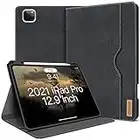 iPad Pro 12.9 Hülle 2022 Neue iPad Pro 6./5./4./3. Generation Hülle 2021&2020&2018 PU-Leder mit Stifthalter/Taschen-Folio-Ständer Smart Cover mit Auto Sleep/Wake [Unterstützt kabelloses Laden]